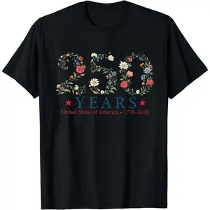 USA 250th Anniversary Floral Shirt, Patriotic Botanical American Flag Tshirt, 1776–2026 Freedom Celebration