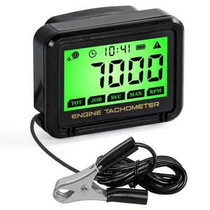 Digital Tachometer Hour Meter with RPM Alarm IPX68 Waterproof Small Engine Tachometer Replaceable Battery Inductive RPM Gauge for Motorcycle Chainsaw Mower ATV Marine