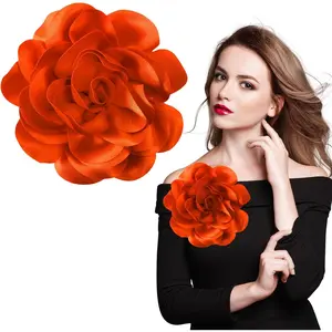 7.5in Extra Large Rose Brooch Exquisite Shiny Satin Camellia Brooch Oversized Flower Brooch Lapel Pin,Suitable for Women Dance Banquet Wedding Hair Clothing Accessories