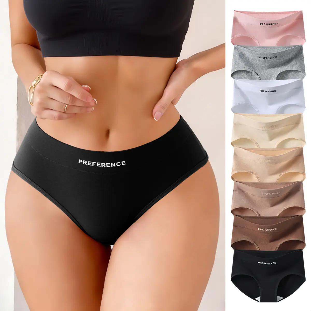 HOTCOM Preference 8-Piece Set of Stylish& Breathable Panties – Comfortable Everyday Underwear in Assorted Colors