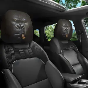 Fashion Gorilla Cigar Print Car Headrest Covers, Comfortable Long Drive Neck Support, Perfect Gift for Christmas & New Year, Car Accessories