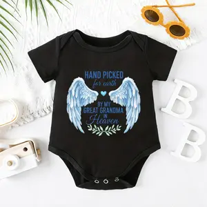 2026 Cute Newborn Baby Bodysuit with Hand Picked by Great Grandma in Heaven Print, 100% Cotton Short Sleeve Romper All Seasons, Funny Casual Onesie for Baby Boys Girls, Indoor Outdoor Infant Clothes 0-2T, Perfect Baby Gift