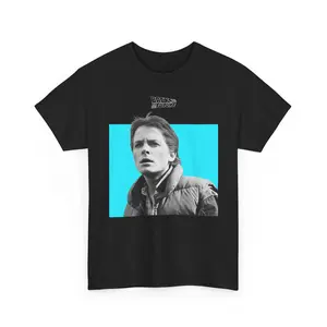Marty McFly Back to the Future Monochrome T-Shirt | Retro Time Travel Tee | Classic Sci-Fi Movie Shirt