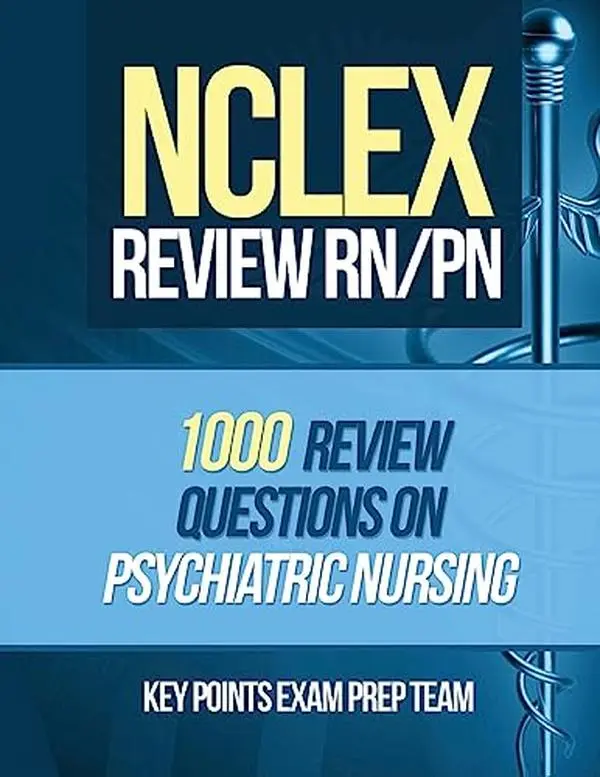 USED Book - NCLEX Review RN/PN: 1000 Review Questions on Psychiatric Nursing by Prep Team, Key Points Exam (Paperback) - english