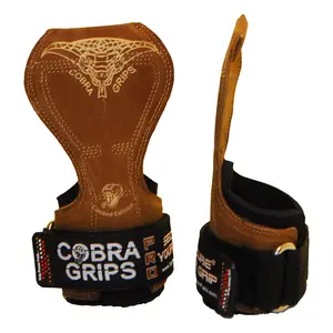 Cobra Grips PRO Brown Leather Limited Edition Weight Lifting Gloves with Built-in Wrist Support, Heavy Duty Straps & No Slips for Enhanced Comfort