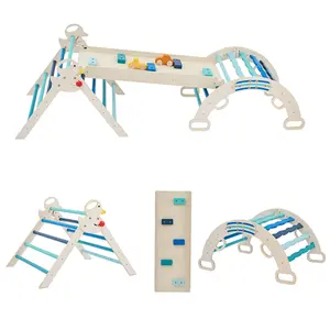 Pikler Triangle Climbing Set for Toddlers, 9-in-1 Wooden Montessori Indoor Climbing Gym with Ramp, Arch & Ladder, Foldable Play Structure