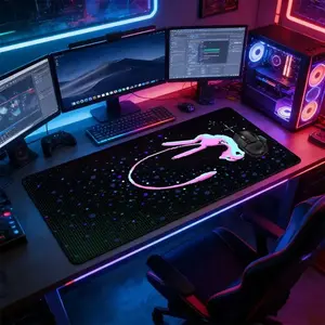 Neon Mew Space Pixel Large Gaming Mouse Pad