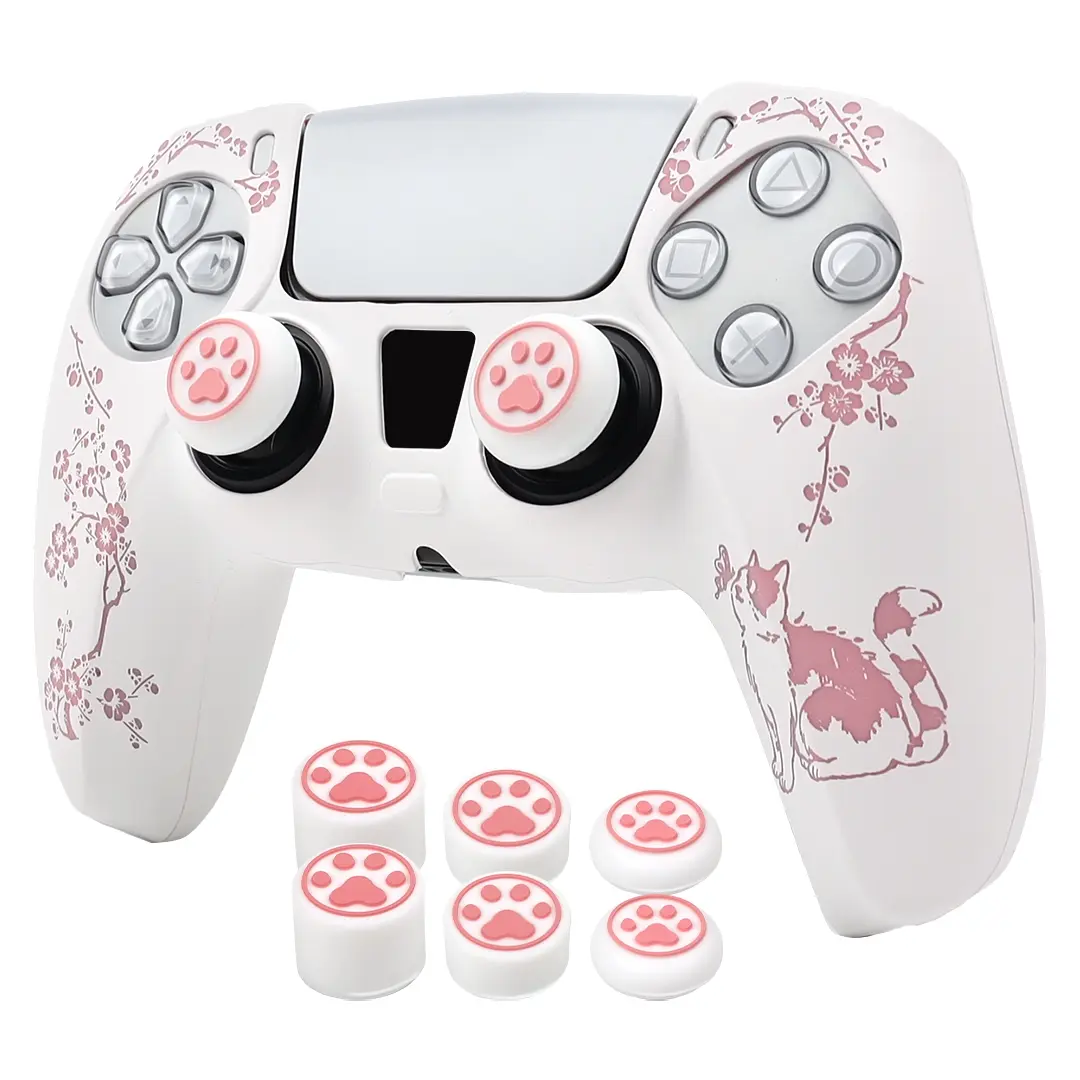 Soft Silicone Protective Case Cover For Playstation 5 Controller Skin Gamepad Games Accessories For PS5 Control with Joystick Caps Thumb Grip Console Controller Accessories Gaming Accessories Gaming Stuff Gaming Items