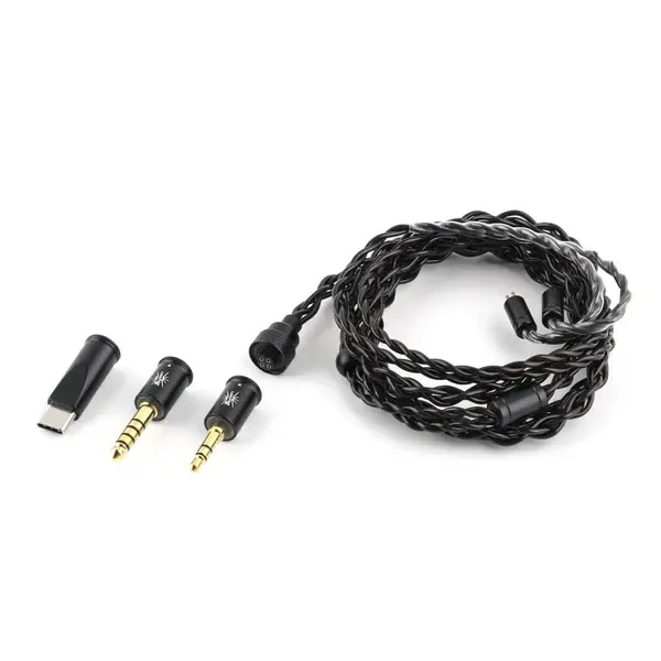 Kiwi Ears co-branded with AXEL Terras 3-in-1 3.5+4.4mm+Type-C Cable Black-Brown, Copper Wire, 400D Fiber For Tough Use