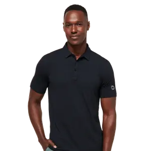 Travis Mathew Men's Heater Polo Shirt Odyssey Swirl in Black | Size: Medium