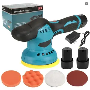 Cordless car polisher, car polishing kit, includes battery, 8-speed adjustment, maximum speed 5000 RPM, 5inch polishing disc button, suitable for car detailing/scratch repair