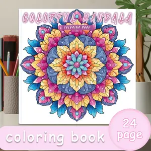 Mandala Coloring Book, Art, Artist Hand Drawn, 24 Bold Stress-Relief Designs, 7.9in X 7.9in Perfect Size, Thick Paper, Original Hand Drawn Patterns, Ideal Gift