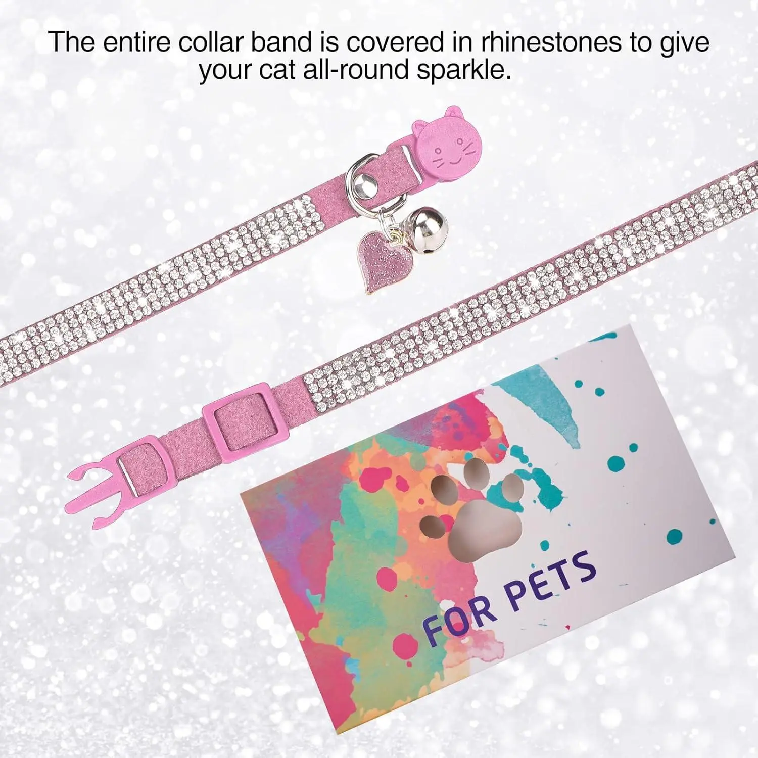 Rhinestone Cat Collar Breakaway with Bell, Diamond Cat Collar with Safety Buckle Quick Release for Girl Boy Kitten Pets Puppy,Cute Soft Female Male Cat Collars,Valentine's Day Pink 8-12" Rhinestone Cat Collar Breakaway with Bell, Diamond Cat Collar with Safety Buckle Quick Release for Girl Boy Kitten Pets Puppy,Cute Soft Female Male Cat Collars,Valentine's Day Pink 8-12"