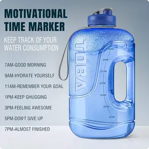 1 Gallon Water Bottle With Time Marker - 128 Oz BPA Free Large Motivational Sports Water Bottle Leakproof Big Plastic Office Water Jug To Women/Men For Fitness,Gym And Outdoor Activity - Blue Gradient