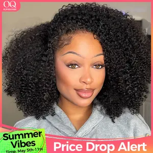 [3 In 1 Half Wig] OQ HAIR Kinky Curly Wear Go Half Wig 250% Density Seamless Flip Over Wig Invisible Hairline Glueless Human Hair Wigs Beginner Friendly Vacation Hair Blend Natural Hair Well Outdoorfun #SummerVibes