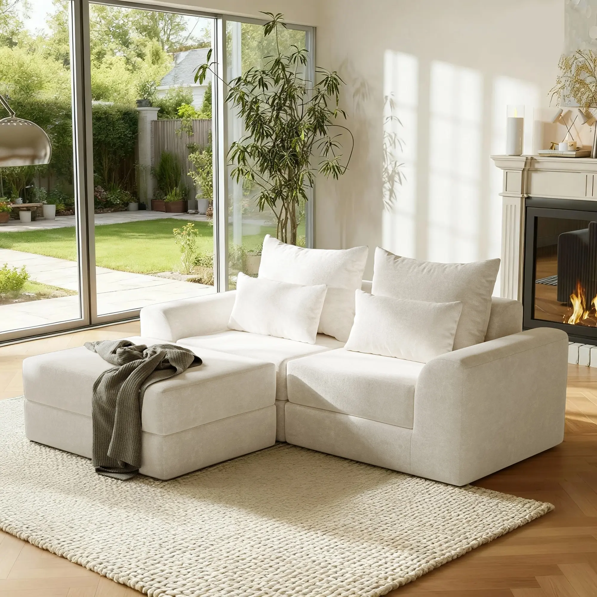 [DealsForYouDays] Modular loveseat with Ottoman, L-Shape boneless sectional couch, Customizable Sectional Couch, Living Room Furniture,Free Combination Design Sleeper Sofa, Gifts for the Whole Family: Husband & Wife, Mom & Dad