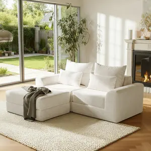 [Spring Glow Up] Modular loveseat with Ottoman, L-Shape boneless sectional couch, Customizable Sectional Couch, Living Room Furniture,Free Combination Design Sleeper Sofa, Gifts for the Whole Family: Husband & Wife, Mom & Dad
