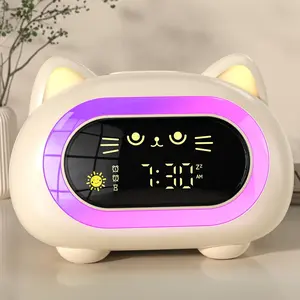 3C9--MPP028  Alarm Clock for Kids, Ok to Wake Clock for Kids with Eye Protection Sleep Training Auto Off Feature 10 Night Light Dual Alarm, Kids Alarm Clock for Girls and Boys, Cute Cat
