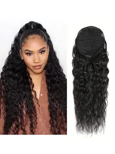 20inch Drawstring Ponytail Extension for Women Curly Ponytail Extension Synthetic Hair Natural Wavy Hair Pieces for Daily Use