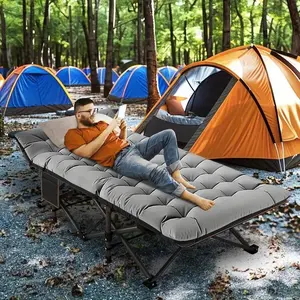 Folding Camping Cot w/3.3 Inch 2 Sided Mattress, Up to 700 Lbs Heavy Duty Sleeping Cots with Carry Bag, Folding Guest Bed, 1200 D Layer Oxford Portable Travel Camp Cots