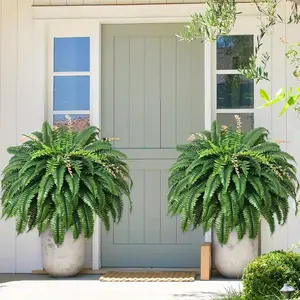 2 Pack 48 Inch Large Artificial Boston Fern Plants, Lifelike Fake Ferns for Outdoor Patio Porch Decor, UV Resistant