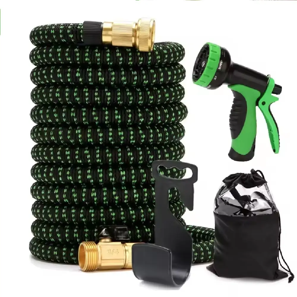 Hose Expandable Garden Hose with 9 Function Nozzle,Lightweight Retractable Garden Hose, Water Hose - No-Kink Flexibility, 3/4 Inch Solid Brass Fittings and Double Latex Core