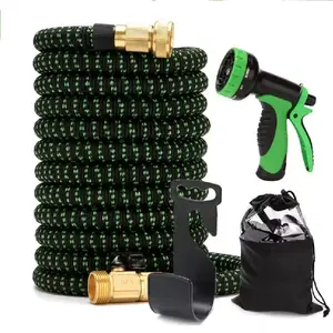 Hose Expandable Garden Hose with 9 Function Nozzle,Lightweight Retractable Garden Hose, Water Hose - No-Kink Flexibility, 3/4 Inch Solid Brass Fittings and Double Latex Core