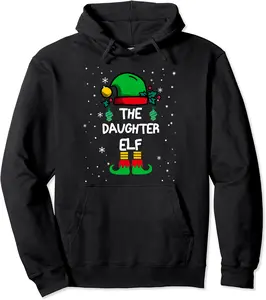 DAUGHTER Elf Matching Group Xmas Funny Family Christmas Pullover Hoodie - Parisbus Shop 45B09PFN2MT8
