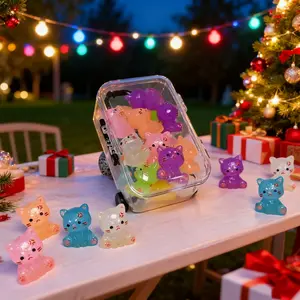 15pcs Glow-In-The-Dark Cat Figurines + 1pc Mini Luggage Set, Random Shipping, Creative Night Light Desktop Home Decor, Cute Desktop Decoration, Decorative Figurines, DIY Craft Ornament, Resin Animal Sculptures