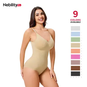|Buy 2 Get 1 Free| Nebility Women's 3-Piece V-Neck Shapewear Set - Seamless Bodysuit & Camisole, Basic Minimalist Style with Tummy Control & Hip Lift Womenswear