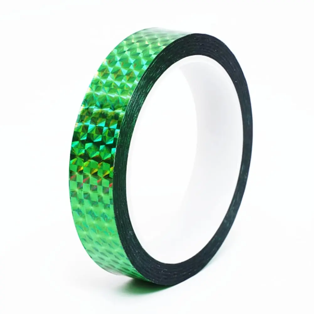 Self-Adhesive Holographic Reflective Tape Prism Tape Holographic Reflective Tape for Keep Birds , Craft Projects, DIY Art, , Daily Use (Green, 1 Inch x 55 Yard)