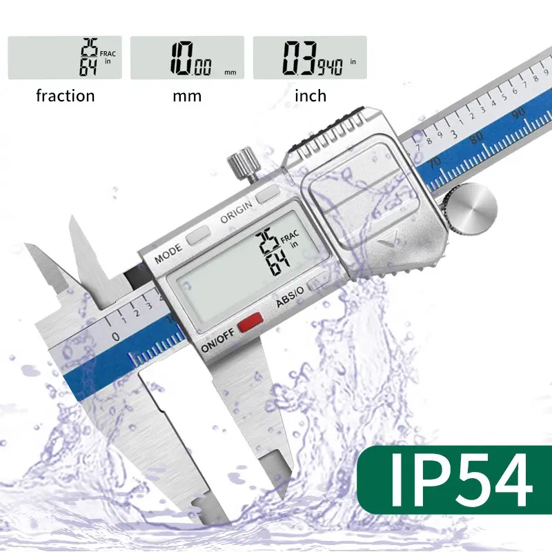 6-Inch Stainless Steel Digital Caliper Measuring Tool, Large LCD Screen Micrometer with Inch-Metric-Fraction Switch, for DIY Use,Zero Point Setting