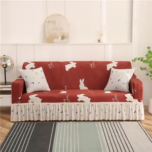 Cute Rabbit Print Sofa Cover, 1 Count Multi-size Sofa  Slipcover, Sofa Protector for Home Living Room Bedroom Hotel Apartment Dormitory Decor