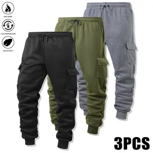 Men's 3-Pack Fleece Jogger Pants with Drawstring, Size S - 2XL, Street Dance Harem Pants Casual Loose Stretch, Men's Graphic Drawstring Waist Sports Pants, Casual Pocket Running Pants, All-Season Knit Pants, A Must-Have for Everyday Wear,summervibes