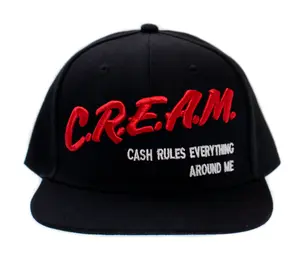 Cash Rules Everything Around Me Hat Cream Cap 3D Embroidered Adult Black