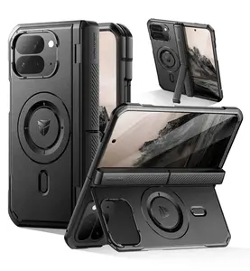 Dexnor Magnetic Case for Google Pixel 10 Pro Fold with Dual Kickstands & Front Screen Protector & Hinge Protection, Full-Body Rugged Protective Cover Bumper Cases