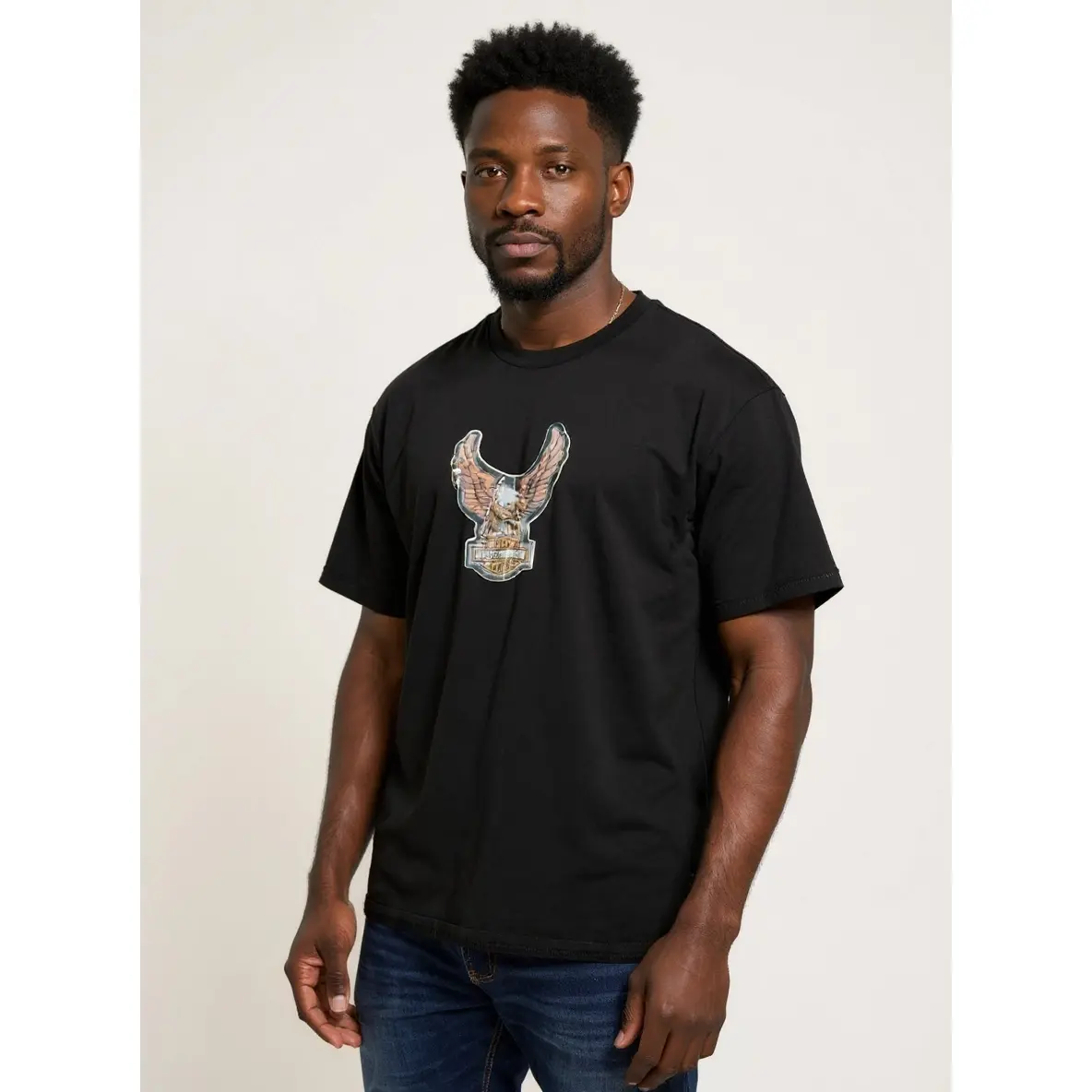 Size XL 100% cotton black Harley Davidson eagle T-Shirt