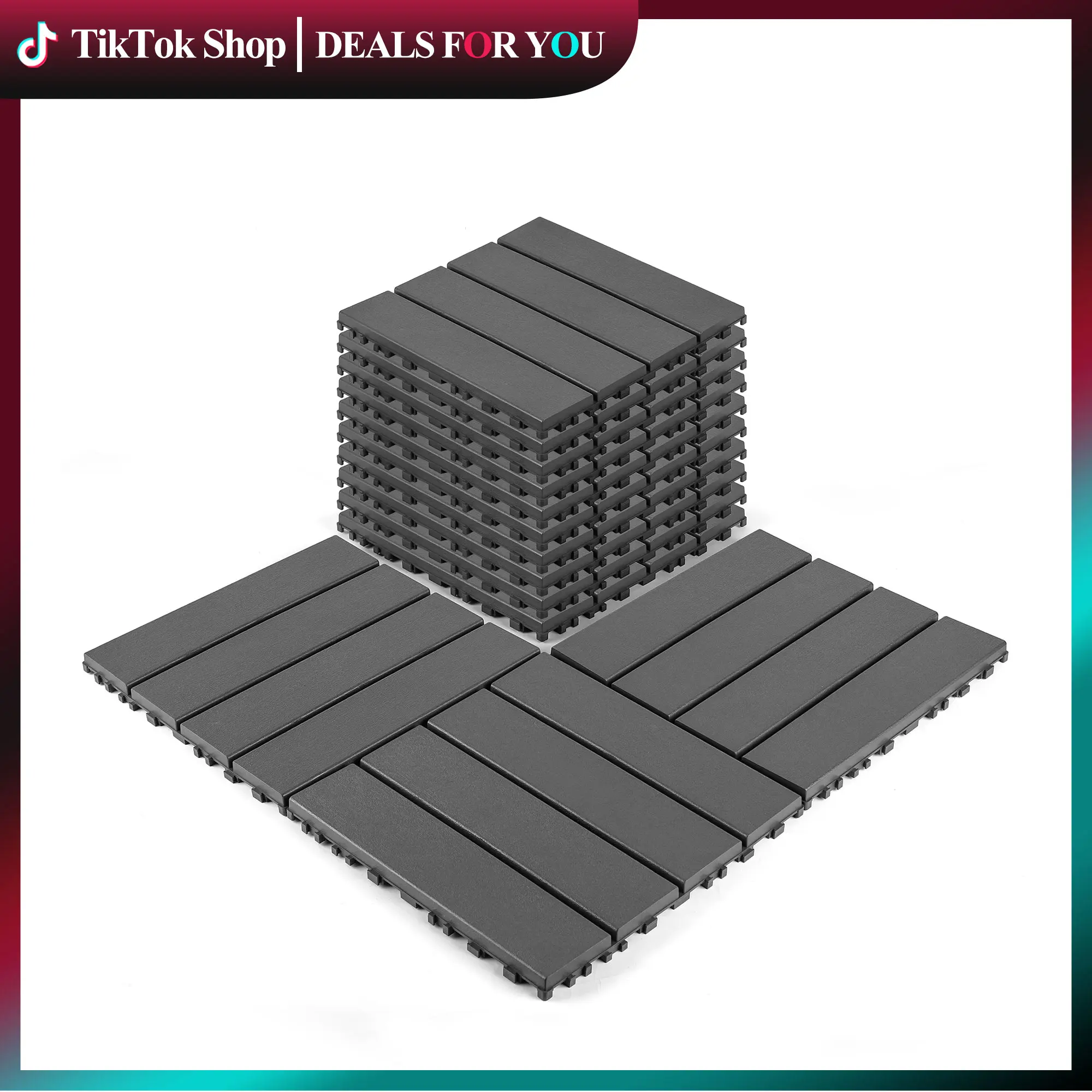 44PCS Interlocking Deck Tiles, 12"x12" Durable Waterproof UV-Resistant Flooring, Easy Installation for Outdoor Indoor Patio Poolside Use (Home Improvement Building Supplies)