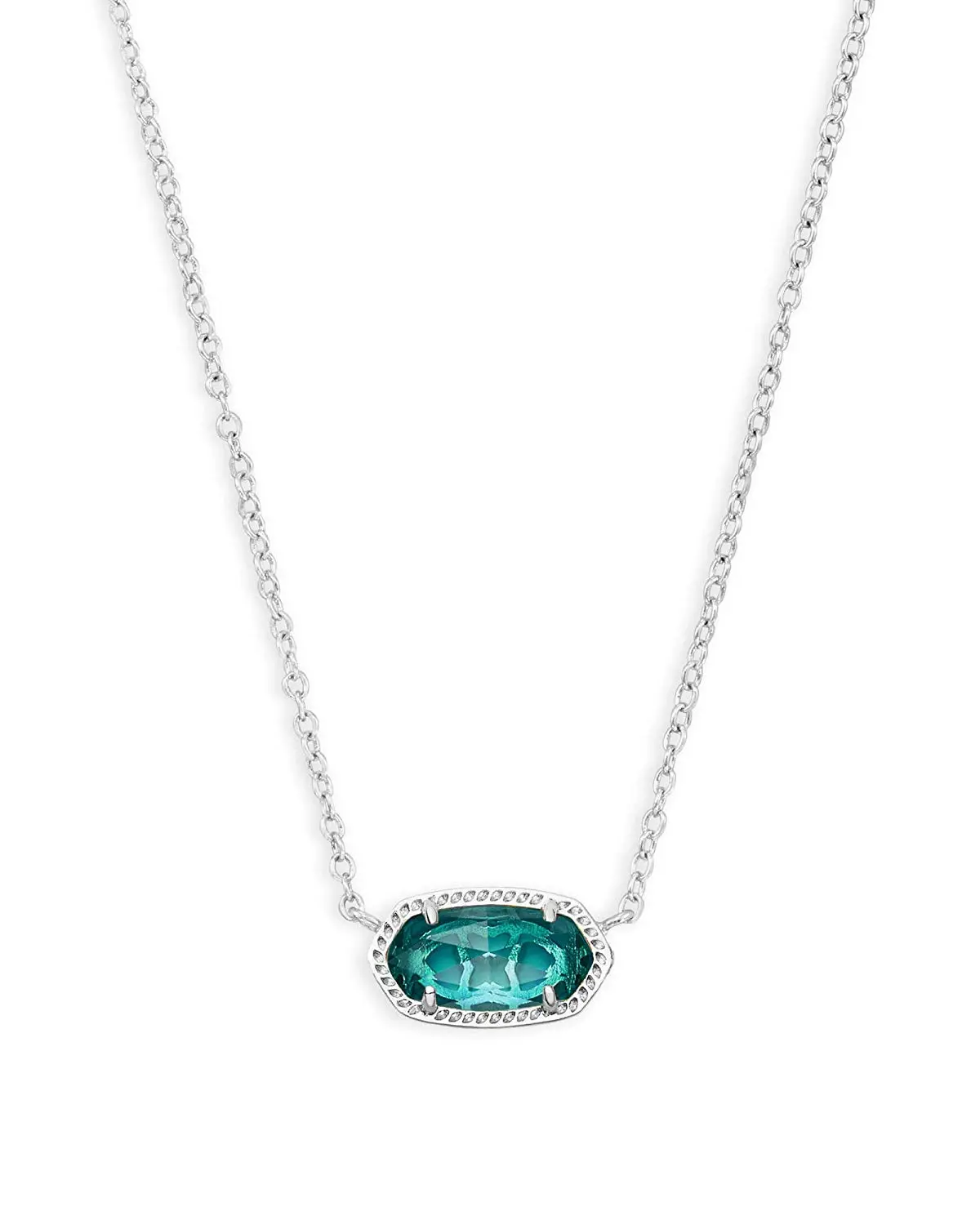 Kendra Scott Elisa Pendant Necklace in London Blue Glass and Rhodium Plated 4217717626