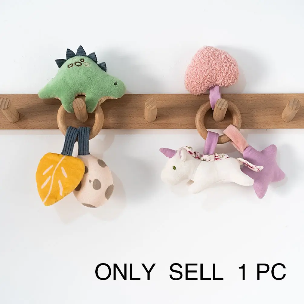 Four-In-One Plush Wood Ring Rattle, Dragon Unicorn Handheld Rattle Toy, Rattle Maracas Sensory, Christmas Gift New Year Present, Baby Teething Toy, Newborn Infant Play