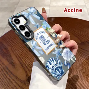 Compatible with Galaxy S24 Plus S25 S23 S22 Ultra S23+ Phone Case Seaside Cowgirl Charm Printed Anti-Fall Hard PC Back Protective Cover for Boy