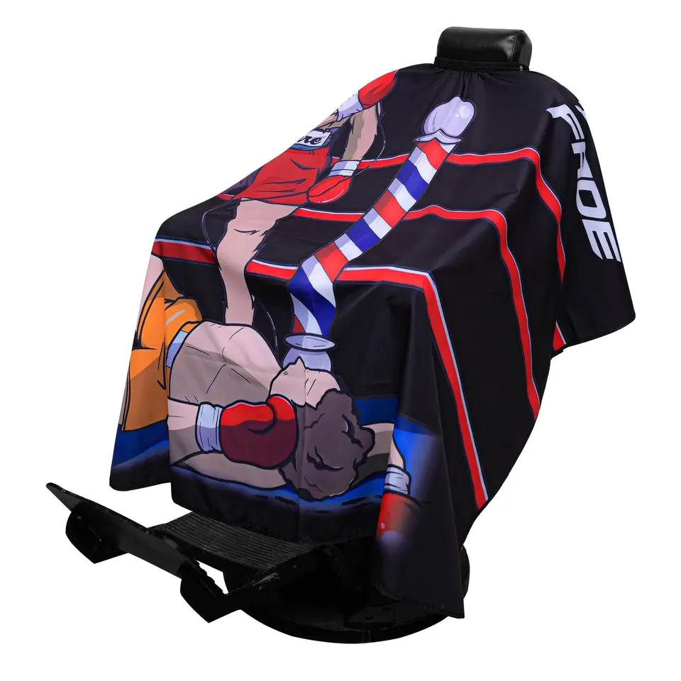 Knockout Fade Pro Barber Cape - Boxing Champion Design, Haircare, Adjustable, Lightweight