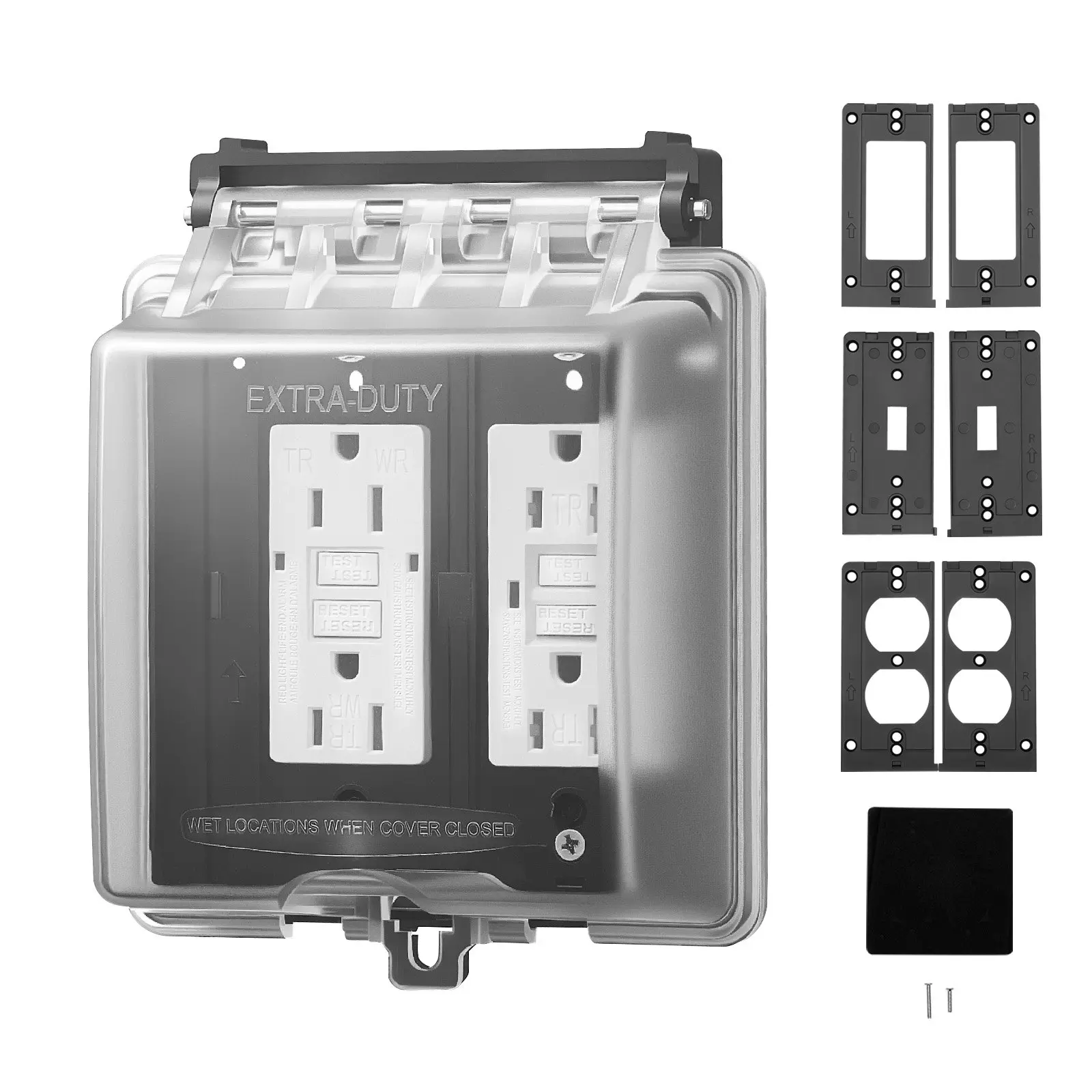 【summerfinds】VEVOR Outdoor Outlet Cover 2-Gang Lockable Weatherproof Electrical Outlet Cover, Durable Socket Cover, Easy Installation
