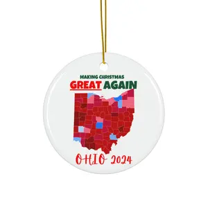 Making Christmas Great Again Ohio Ornament, Patriotic Holiday Decor with Red State Maps