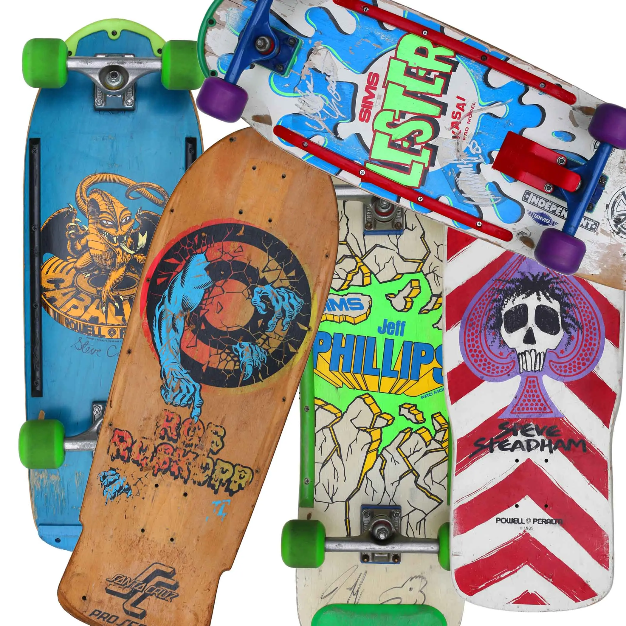 6" Vintage Skateboard Sticker Pack (Pack of 5)