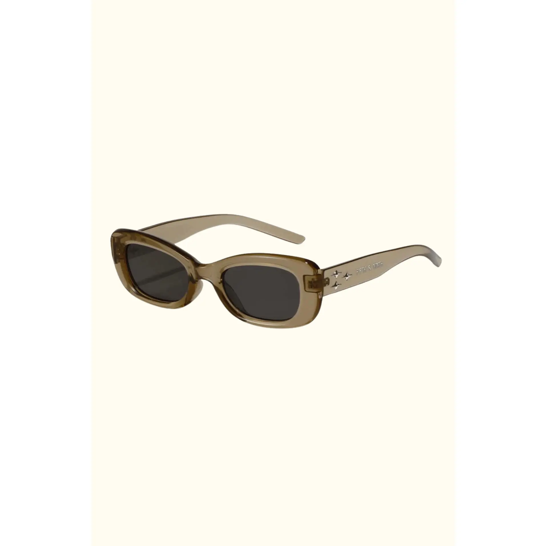 Women's Anya Olive Green Full Rim Rounded Rectangle Sunglasses with Star Accents, Polarized Lens, UV Protection, Temple-145, Bridge-23, Female Wear