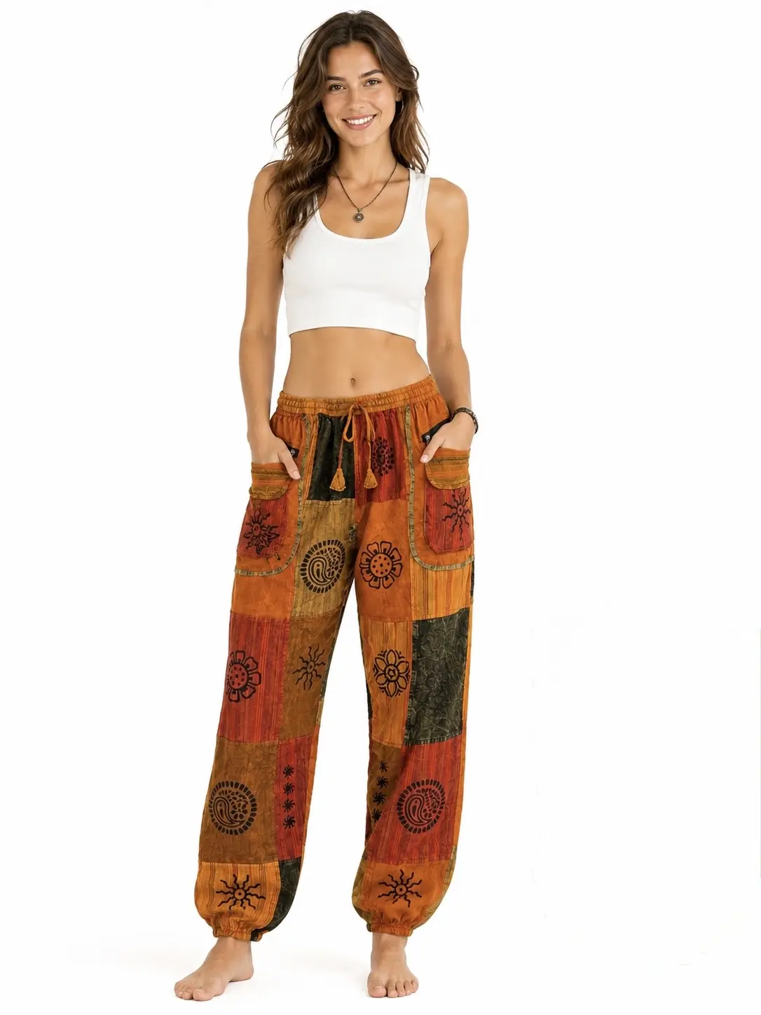 Unisex Handmade Boho Patchwork Pants - Loose Fit, Lightweight Trousers
