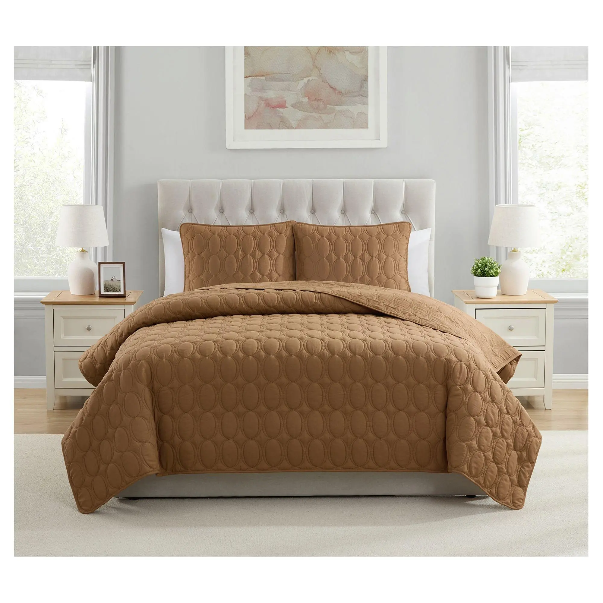 VCNY Home Circles 3-Piece Microfiber Quilt Set,F/ Q
