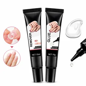 Newly Upgraded 10g Quick-Drying Semi-Solid Nail Glue with 10ml Remover – Long-Lasting Adhesive Gel for Press-On Nails, Acrylic Tips, and Salon-Quality Nail Kits – Easy Application, No UV Lamp Needed for Home or Salon Use. Complete Nail  Care Kit