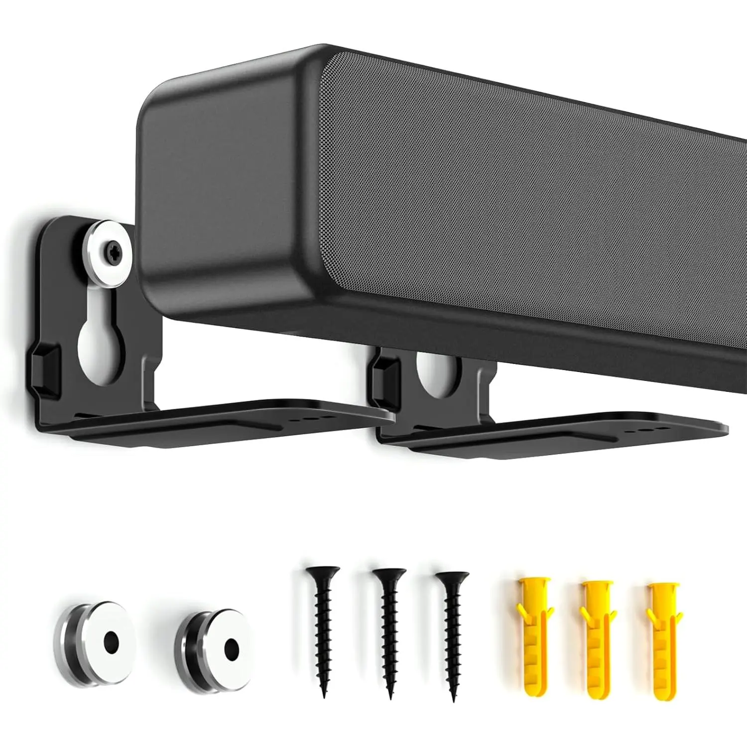 Notiela Universal Soundbar Wall Mount Bracket Accessories - Heavy-Duty Metal Shelf Under TV, Holds Up to 20 lbs, Fits Soundbars Up to 4" Deep, Easy to Install
